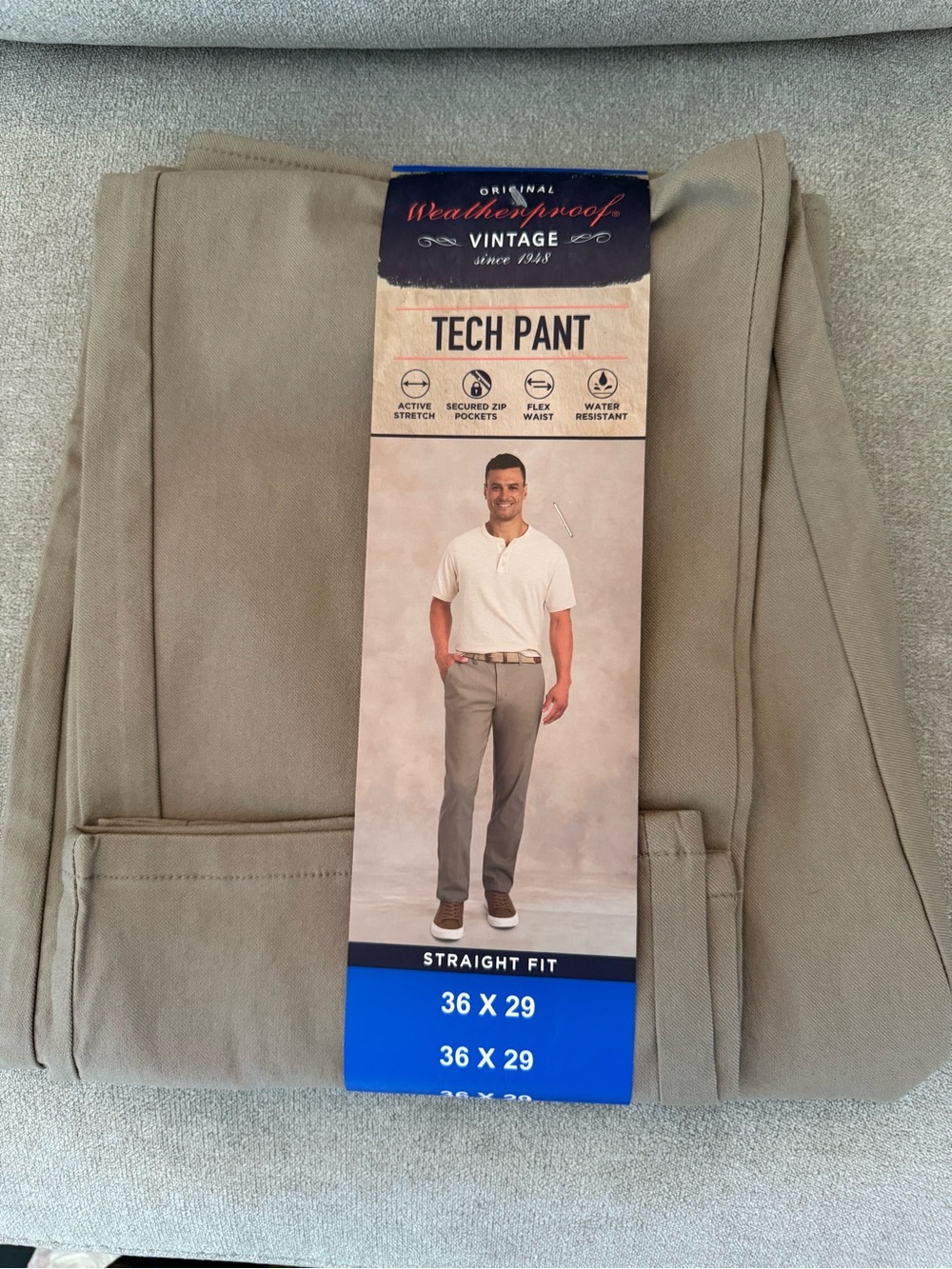 Weatherproof Men’s Tech Pant - Khaki/Tan Straight Fit